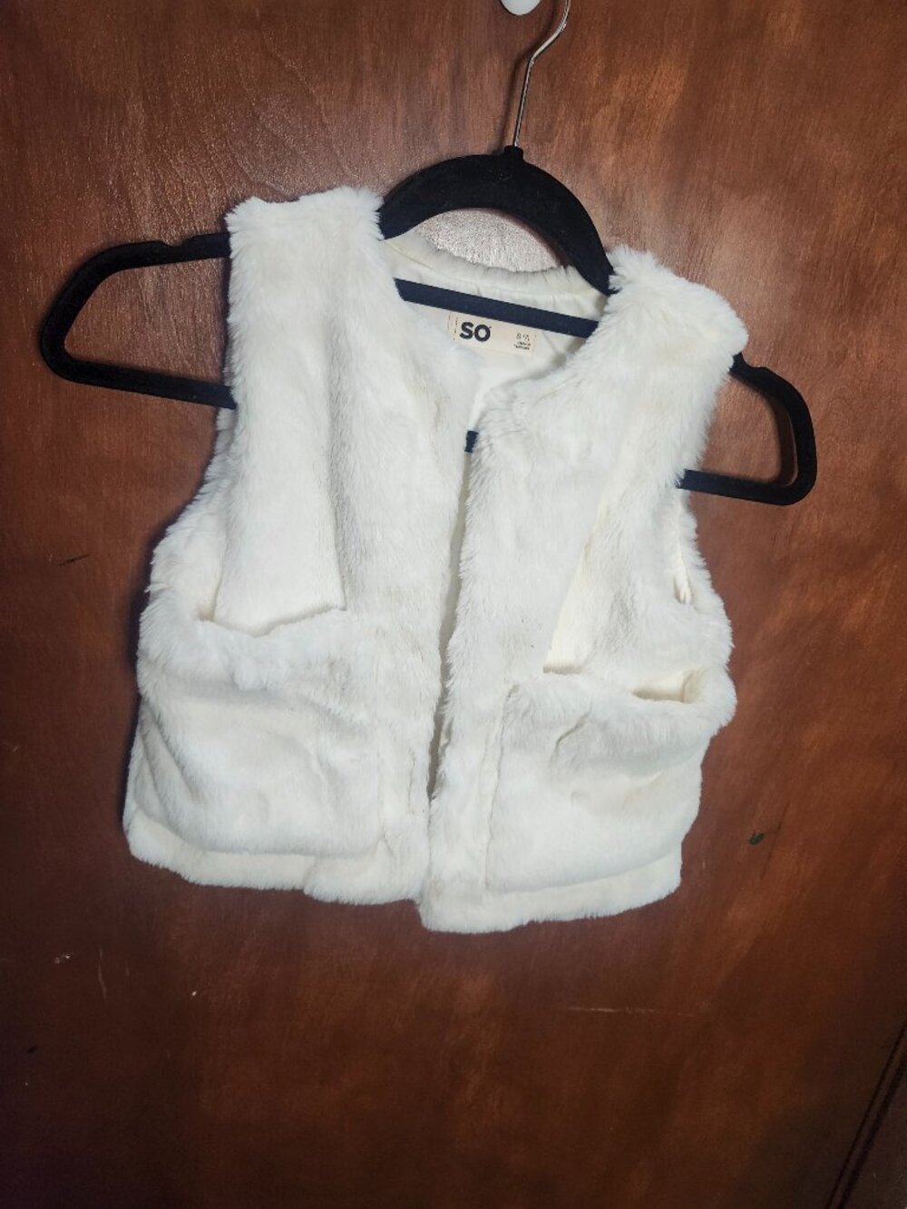 SO White Faux Fur Vest, Girls Size 7